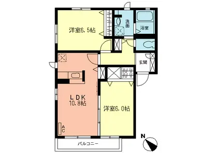 ファミールウチダ(2LDK/1階)の間取り写真