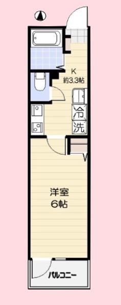 コンホーム北与野(1K/1階)の間取り写真