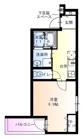 フジパレス今川駅東II番館(1K/3階)の間取り写真