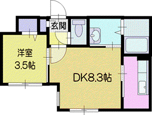 KENT COLLECTION野幌駅前(1LDK/1階)の間取り写真