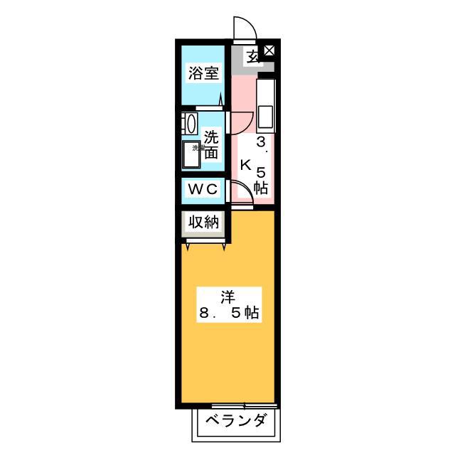 ハウスフォー A(1K/1階)の間取り写真