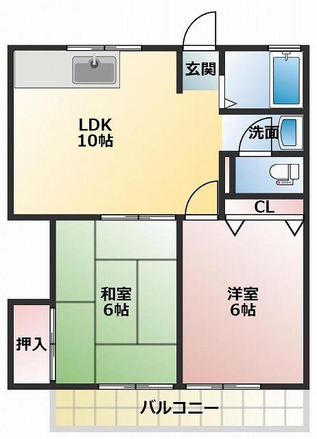 カームホーム(2LDK/2階)の間取り写真