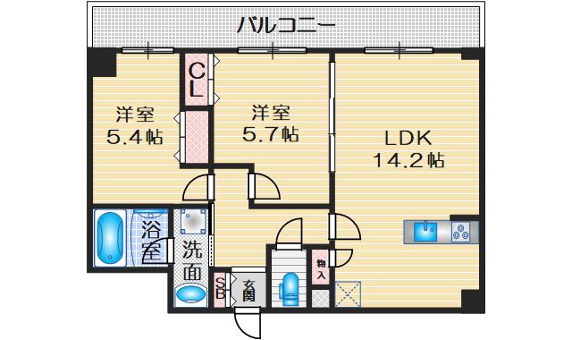 バリューコート弐番館(2LDK/3階)の間取り写真