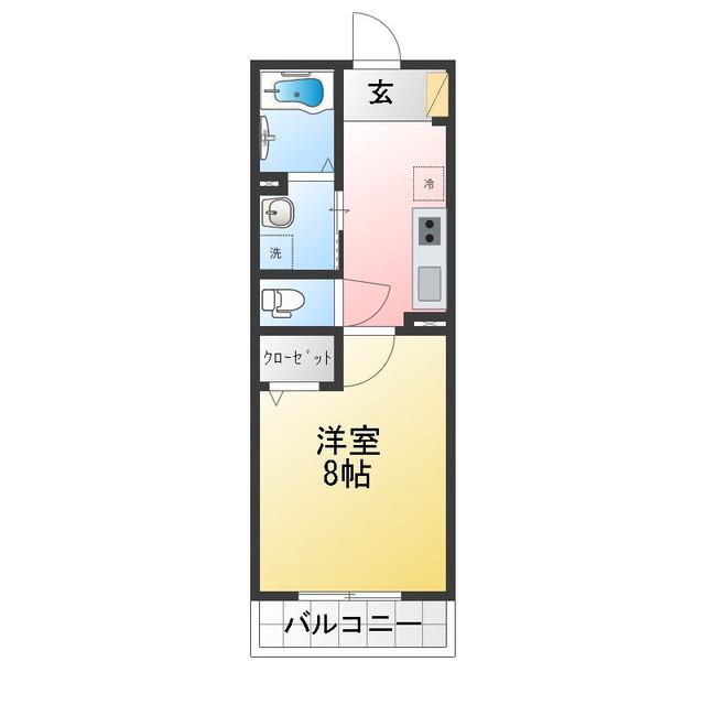 ドリーミオ(1K/2階)の間取り写真