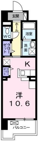 グランクリュ佐古 イースト(1K/2階)の間取り写真