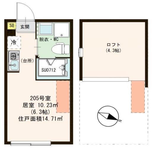 USTAR ESTATE東十条(ワンルーム/2階)の間取り写真