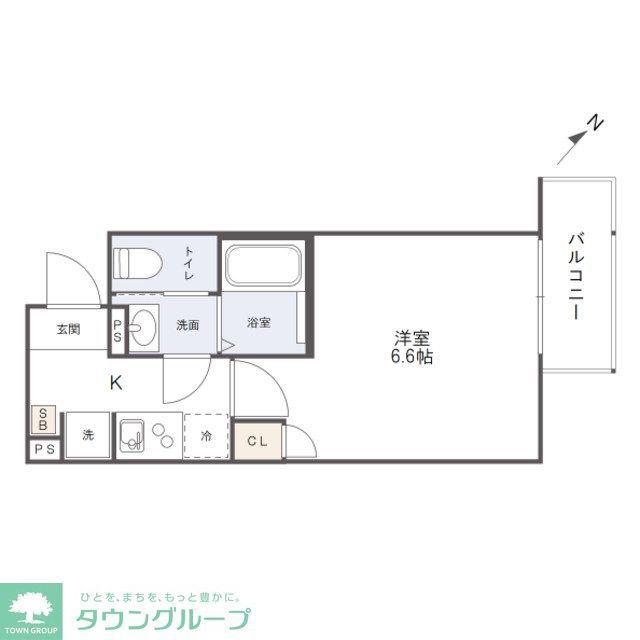 グランスクエア相模原(1K/2階)の間取り写真