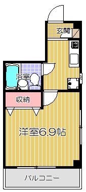 カントーパレスII(1K/3階)の間取り写真