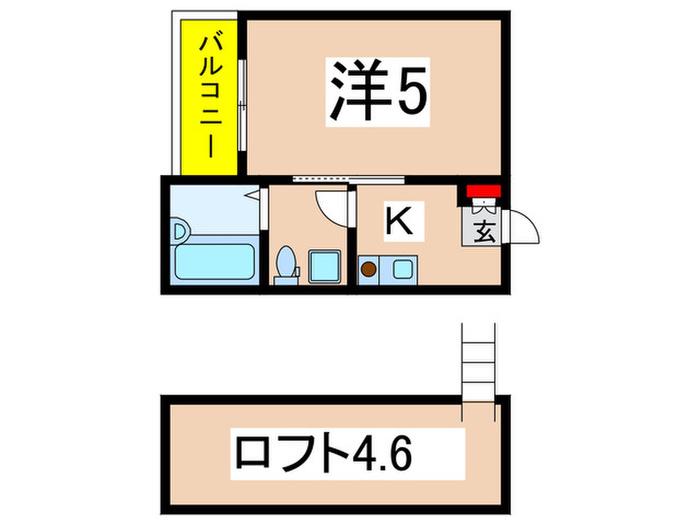 マ・ピエス万福寺2号棟(1K/2階)の間取り写真