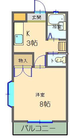 サニーハイツ内山(1K/2階)の間取り写真