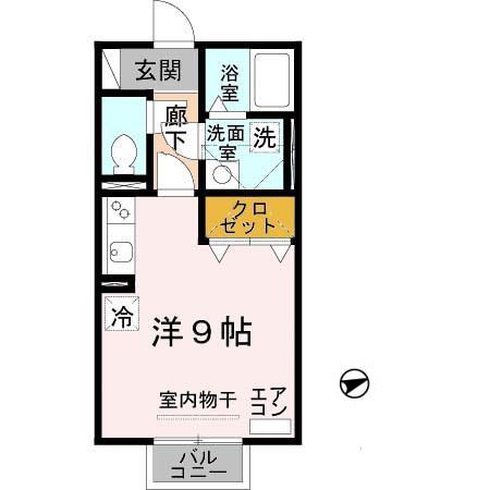 ショコラゲーブルズ(ワンルーム/2階)の間取り写真