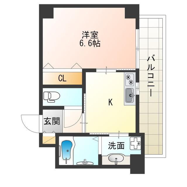 アミル9(1K/6階)の間取り写真