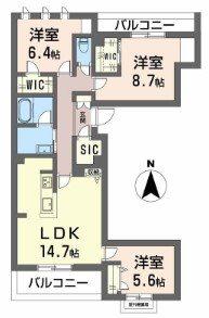 シャーメゾンウィステリア(3LDK/3階)の間取り写真