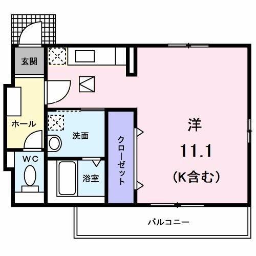 メゾン・カサブランカB(ワンルーム/1階)の間取り写真