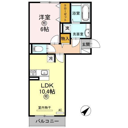 ティーガーデンレジデンス(1LDK/3階)の間取り写真