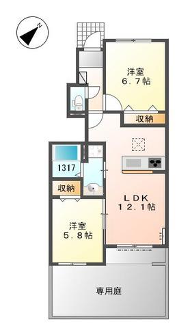ボンメゾン12(2LDK/1階)の間取り写真
