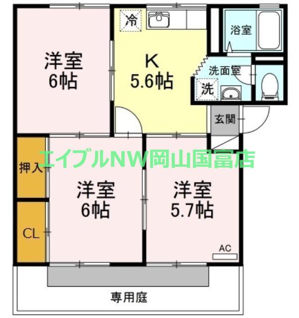ノーブル清水C(3K/1階)の間取り写真