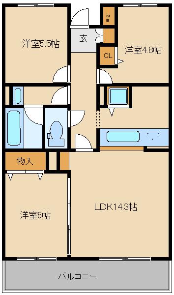 マ・メゾン鷺沼(3LDK/1階)の間取り写真