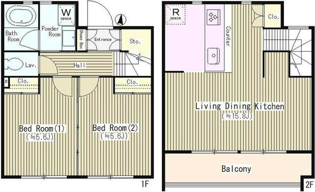 廻めいきゅう(2LDK/2階)の間取り写真