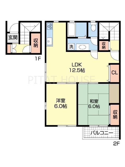 ガーデンコート中之島(2LDK/2階)の間取り写真