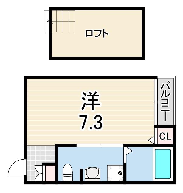 スムーノ垂水山手(ワンルーム/1階)の間取り写真