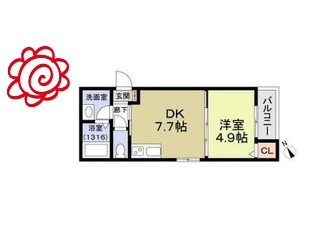 シティーコート徳庵(1LDK/3階)の間取り写真