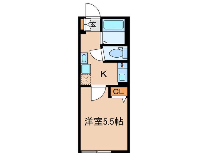 ベイルームヒルズ川崎(1K/1階)の間取り写真
