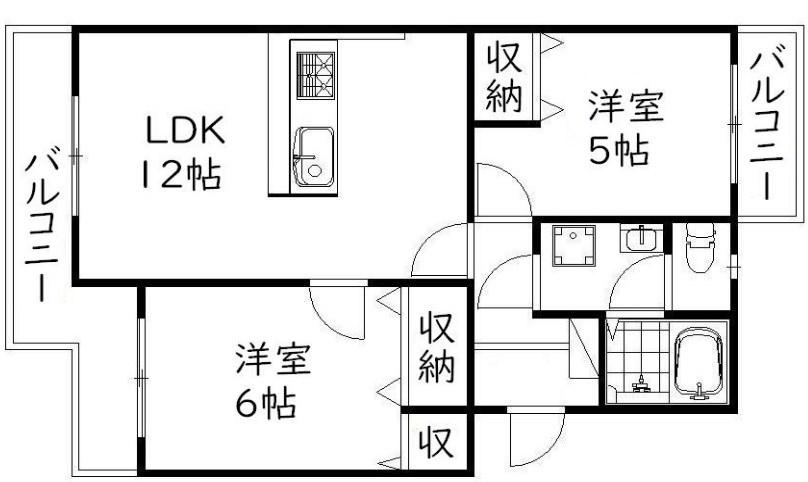 アズニューリノ(2LDK/2階)の間取り写真