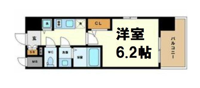 エスリード中之島サウス(1K/12階)の間取り写真