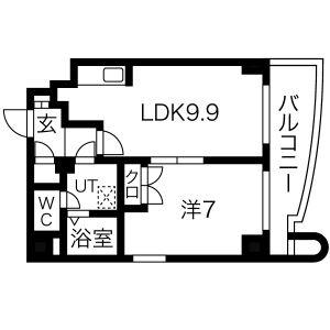 サンリヴァーメゾン(1LDK/8階)の間取り写真