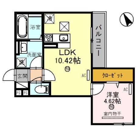 D-ROOM国芳(1LDK/1階)の間取り写真
