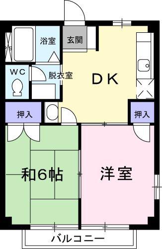 ヴェルドミール渉(2DK/1階)の間取り写真