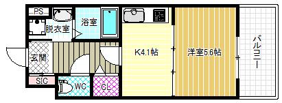 アベニュー岡(1DK/3階)の間取り写真