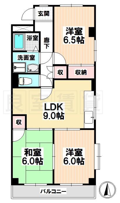メゾン福池(3LDK/2階)の間取り写真