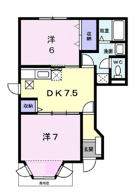 ロイヤルサニーハイツ(2DK/1階)の間取り写真