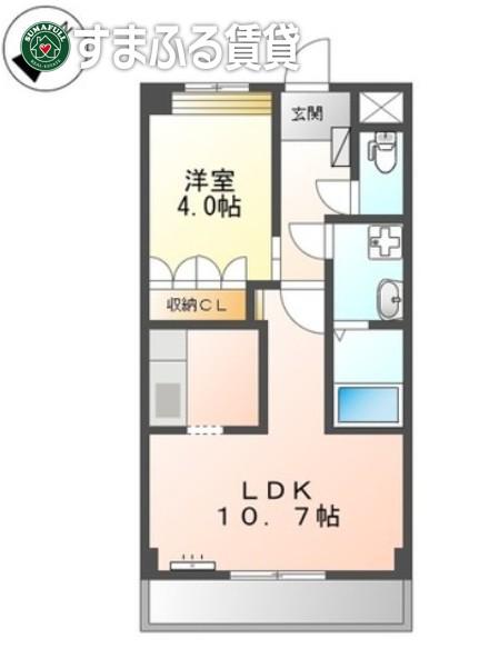 プリムローズ(1LDK/2階)の間取り写真