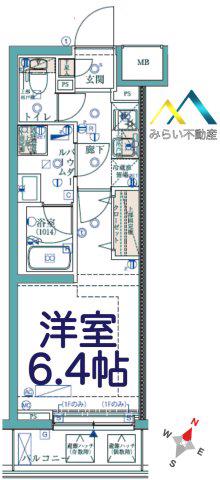 ARCOBALENO KIKUNA(1K/2階)の間取り写真