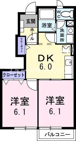 BREEZEHOUSEUSUI(2DK/1階)の間取り写真