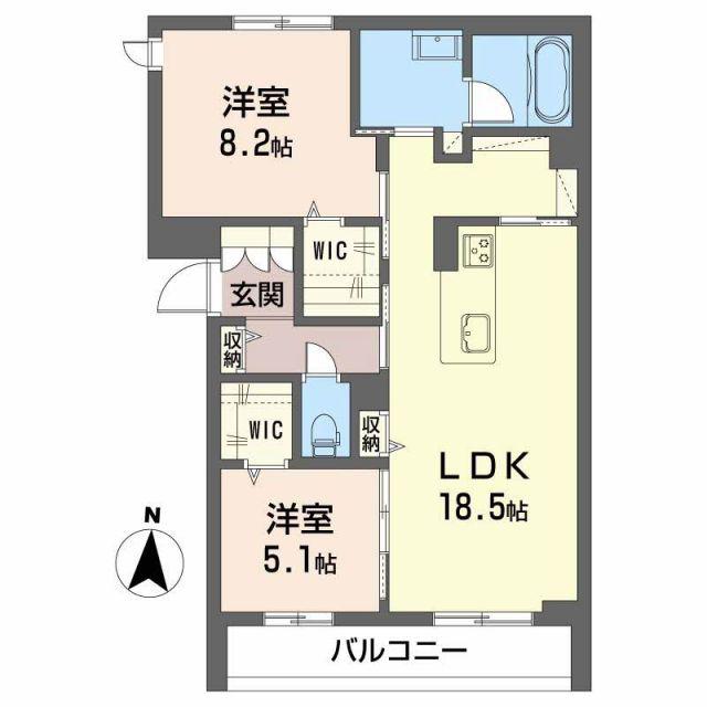ブランキューブ(2LDK/2階)の間取り写真