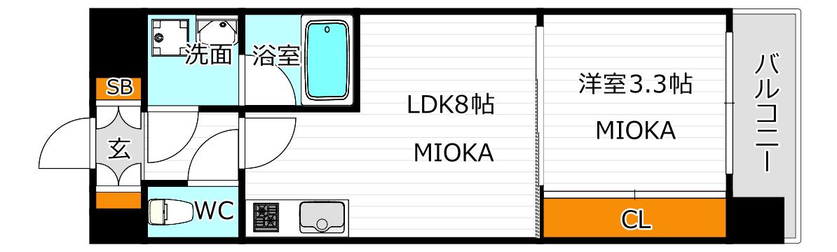 スプランディッドあびこ駅前DUE(1LDK/2階)の間取り写真