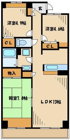 ラルカンシェル(3LDK/3階)の間取り写真