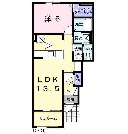 シンシア(1LDK/1階)の間取り写真