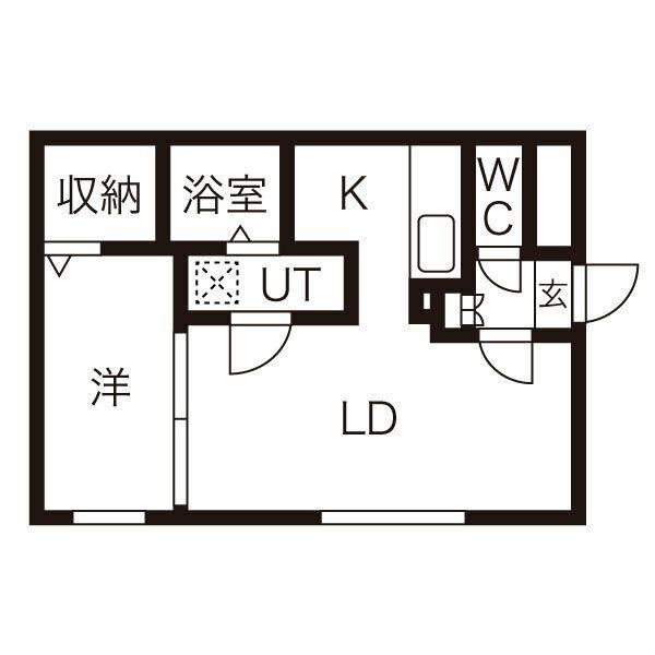 ヴィヴレ月寒(1DK/4階)の間取り写真