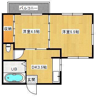 ファミール城西(2K/2階)の間取り写真