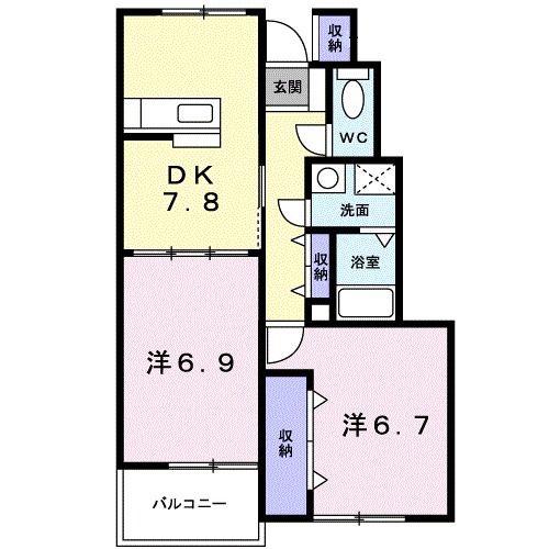 クラールA(2DK/1階)の間取り写真