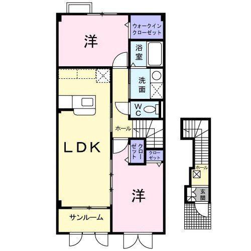 アバンツァートII(2LDK/2階)の間取り写真