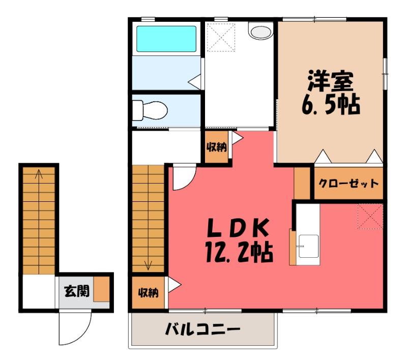 ヴィレッタ B(1LDK/2階)の間取り写真