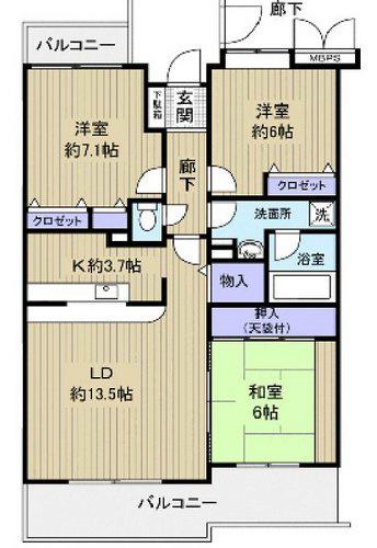ライブヒル天神(3LDK/3階)の間取り写真