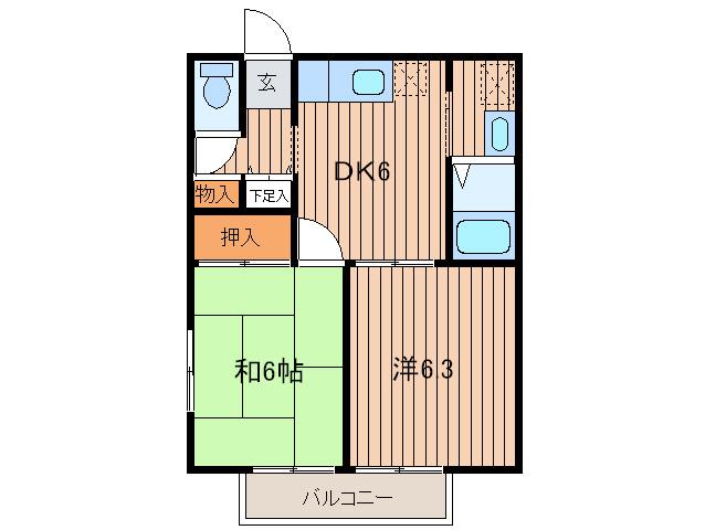 コーポアネスト(2DK/2階)の間取り写真