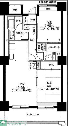 鶴見イーストリバー(2LDK/5階)の間取り写真
